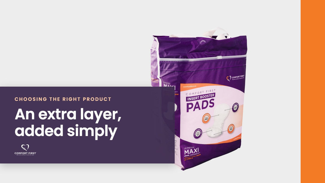 Comfort First title card for the Choosing the Right Product series, reading 'An extra layer, added simply'